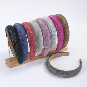 Serre-têtes de luxe en strass, en maille de haute qualité, accessoires capillaires larges pour mariage, vente en gros - Product Image 2