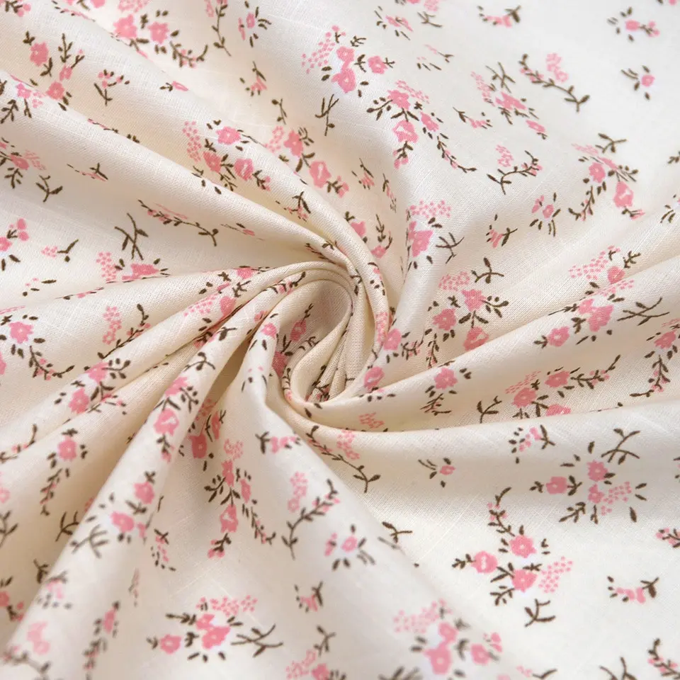 Stock low moq custom design printing soft fashion floral 100% cotton printed fabric for women garments