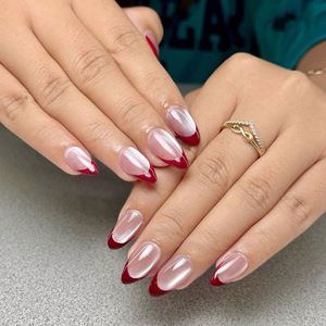 <span class=keywords><strong>Uñas</strong></span> Postizas de Alta Calidad Estilo Coreano 2025, Color <span class=keywords><strong>Blanco</strong></span>, Cobertura Completa, Punta Francesa, Forma Almendrada Corta, para Dedos, Venta al por Mayor - Product Image 2