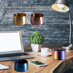 Wholesale Portable Cheap Gold Metal <b>Ashtray</b> Smoking Cigar <b>Ashtray</b> Stainless Steel <b>Ashtray</b> With Windproof - Product Image 6