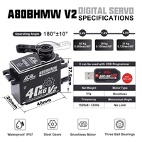 Servo de Dirección Digital AGFRC A80BHMW V2 de Alto Torque, Programable, Accesorio de Repuesto para Vehículos RC