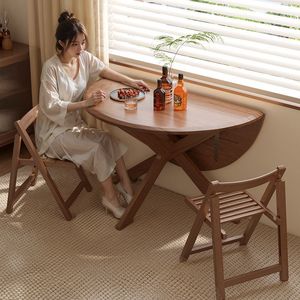 <span class=keywords><strong>Table</strong></span> à manger <span class=keywords><strong>demi</strong></span>-<span class=keywords><strong>lune</strong></span> en bois massif avec pieds en X, pliable, murale, gain de place pour petite cuisine - Product Image 1
