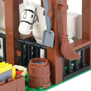 MOC5045 Scène de guerre des écuries du <span class=keywords><strong>Moyen</strong></span> <span class=keywords><strong>Âge</strong></span>, modè<span class=keywords><strong>le</strong></span> d'animal cheval, ensembles de blocs de construction DIY, puzzle, jouets pour enfants, 211 pièces - Product Image 6