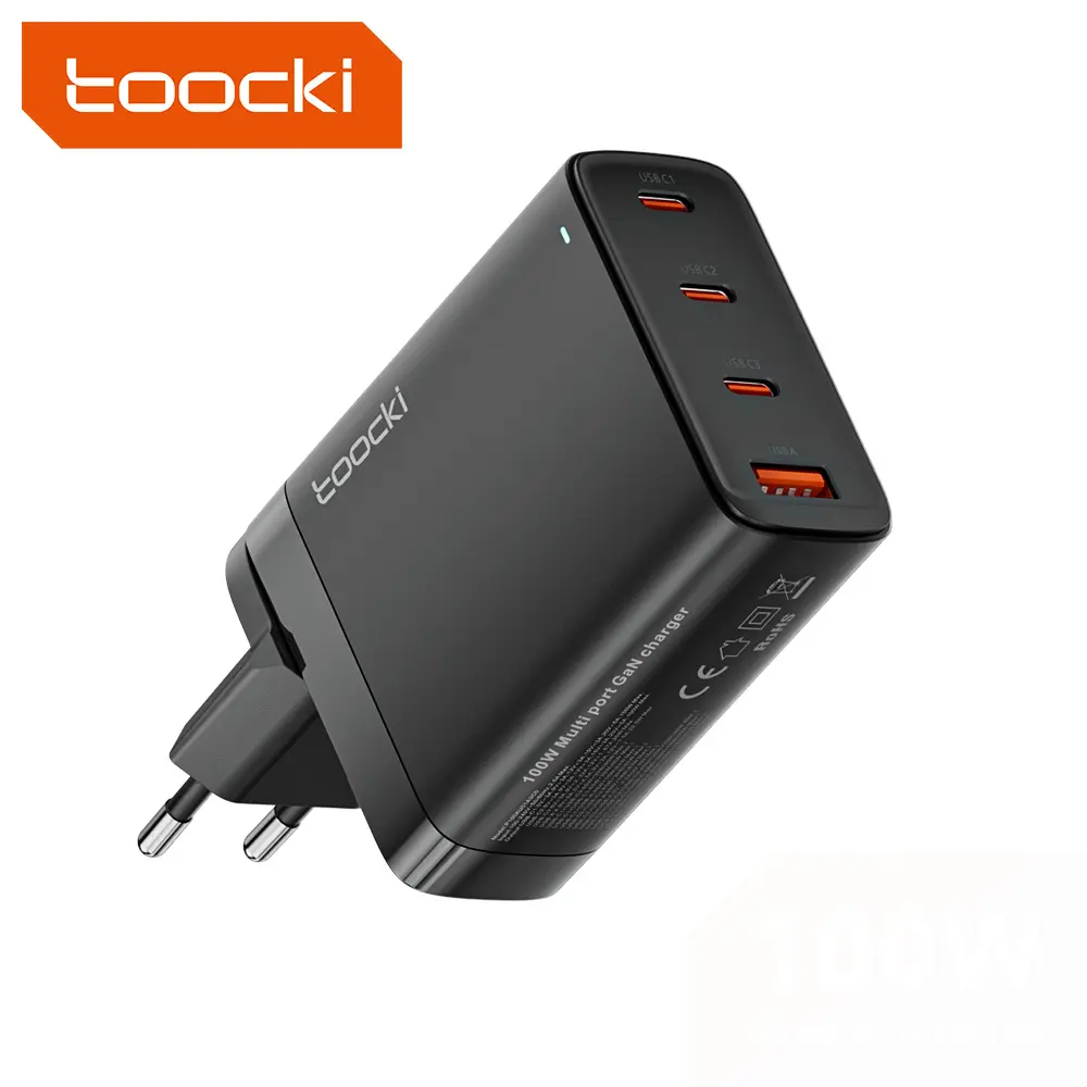 Toocki 100W Watt 4 Port Fast Gan Charger USB C Charging Quick Charge Travel Adapter EU For Iphone Laptops