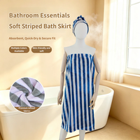 Serviette de Bain Tricotée en Polyester Portable, Jupe de Spa Rayée en Microfibre Peluche, Séchage Rapide, Ultra Absorbante, pour la Salle de Bain et la Maison, pour Femme