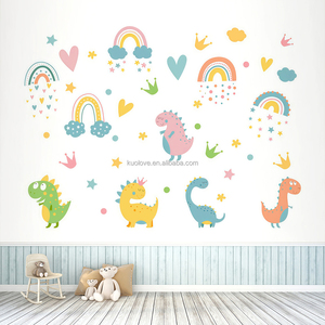 Dessin animé <span class=keywords><strong>dinosaure</strong></span> arc-en-ciel <span class=keywords><strong>Stickers</strong></span> muraux <span class=keywords><strong>chambre</strong></span> d'enfants maternelle décoration PVC papier peint autocollants muraux auto-adhésifs - Product Image 1