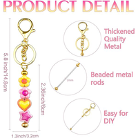 Kit de fabrication de porte-clés à perles en vrac, accessoires vierges pour femmes et hommes, avec fermoir mignon en forme de barre ou mousqueton, pour loisirs créatifs DIY