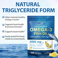 Prix de gros Lenm, compléments alimentaires en gélules d'huile de poisson d'océan profond Omega 3, 4200 mg d'huile de poisson Omega-3 en gélules pour hommes et femmes