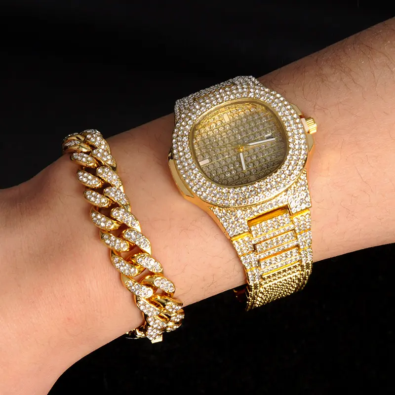 Wholesale prices miami cuban necklace/bracelet&watch sets stainless steel cuban link chain