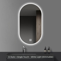 Зеркало LED-подсветка овальной формы с функцией антизапотевания, изготовленное на заказ производителем |   Сенсорный экран с 3-цветной регулировкой яркости, водонепроницаемый IP44, безрамочный, в стиле середины века, для спальни