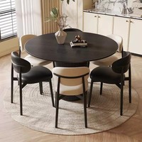 Table à manger ronde en chêne avec piétement sur pieds, finition or antique, mobilier de salle à manger de luxe moderne pour hôtel