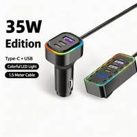 KC-10 Pengisi Daya Mobil Ekspansi Depan/Belakang Multi Port USB Tipe-C/7 Lampu Ambient RGB Warna-warni Pengisian Daya QC/Adaptor Daya Pengisian Daya PD