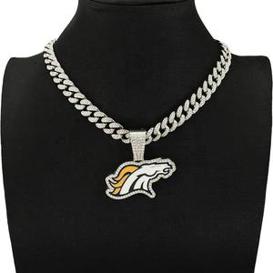 NFL denver Broncos ทีมฟุตบอลสร้อยคอแชมป์กีฬาจี้วิบวับสำหรับทุกเพศจี้เคลือบทองโลหะผสมพร้อมสายโซ่ - Product Image 4