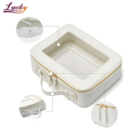 Organisateur de sac de brosse de maquillage en PU blanc grand étui à cosmétiques de toilette de voyage Portable sac de maquillage transparent en PVC personnalisé