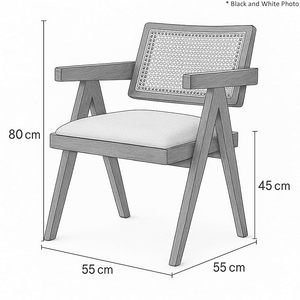 Fauteuil en bois de sheesham massif avec coussin et dossier en rotin pour salon, chambre, jardin, balcon, intérieur et extérieur - Product Image 2
