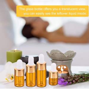 Small Amber Glass Round <b>Bottles</b> 1- 5ml with <b>Dropper</b> for Essential Oils Travel Lotions Perfumes Portable Storage Made in China - Product Image 3