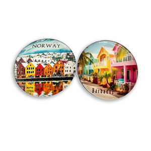 Caribisch Souvenir Op Maat Gemaakte Bahamas Barbados Koelkastmagneten Rond Dolfijn Kustkristal Glazen Koepel Koelkastmagneet Maker - Product Image 2