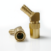 Raccords rapides en laiton de type américain pour tuyau, à 45 degrés, femelle, à débit ouvert, pour refroidissement par eau, usage domestique, 0-15 bars