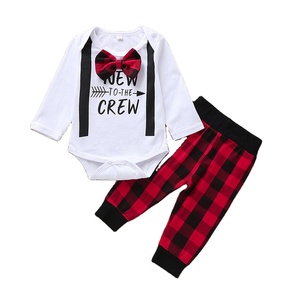 Vêtements pour enfants, combinaisons pour bébés garçons, style anglais, avec pantalon large, vente en gros - Product Image 1