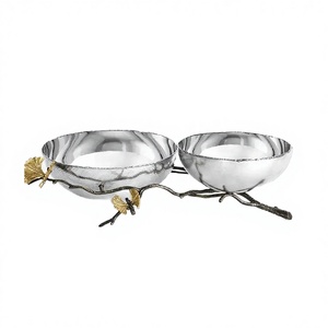 Plato Decorativo Doble con Diseño de Hoja de Ginkgo, Tazón Metálico para Aperitivos y Frutos Secos, para Decoración del Hogar - Product Image 3