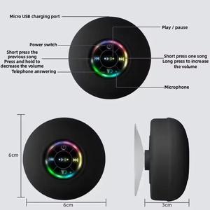 Mini haut-parleur portable étanche IPX4 avec lumières LED, grande ventouse pour fixation murale, idéal pour <span class=keywords><strong>salle</strong></span> <span class=keywords><strong>de</strong></span> <span class=keywords><strong>bain</strong></span> et extérieur - Product Image 5