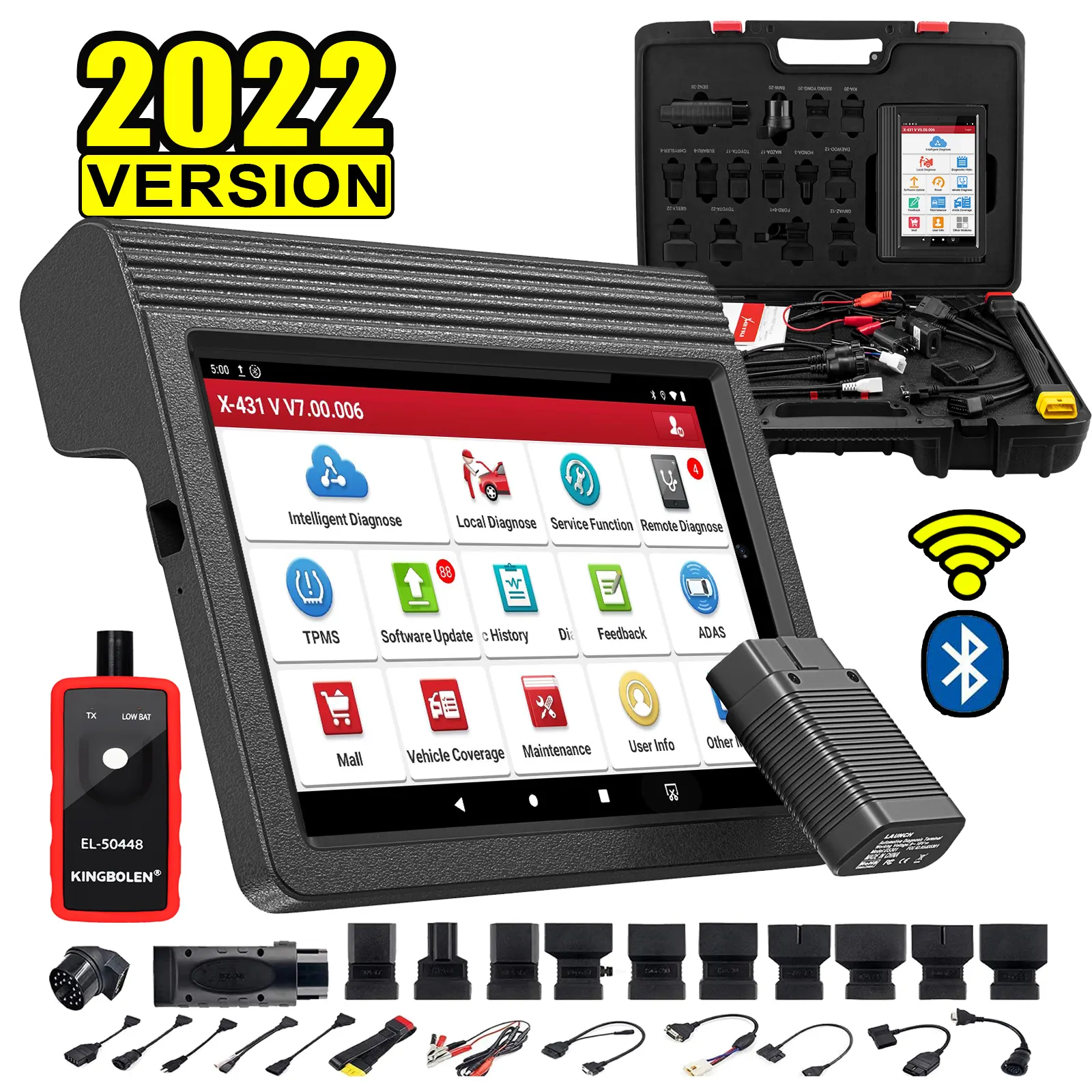 2022 Version Launch X-431 V 4.0 8" 12v Obdelevn Obd2 Scanner Tpms Automobile Car Diagnostic Machine Tool For 2 Years Free