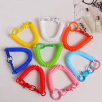 Porte-clés spiralé rétractable personnalisé avec ressort et bobine Porte-clés corde élastique de sécurité avec fermoir homard
