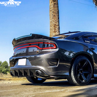 Aileron de voiture HS en plastique ABS aspect carbone Venom V2 style Wickerbill pour Dodge Charger SRT Hellcat Scat Pack 2015-2023