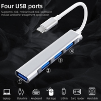 Hub USB Pabrik Tipe-C ke 4 Port USB Multi Splitter Adapter OTG Kabel Konverter HUB Tipe-C untuk Aksesoris Ponsel Komputer