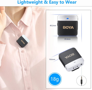 BOYA-Micrófonos inalámbricos con clip para grabación de vídeo, micrófono inalámbrico para <span class=keywords><strong>YouTube</strong></span>, Vlogging en vivo, 2, 2, 2 - Product Image 6