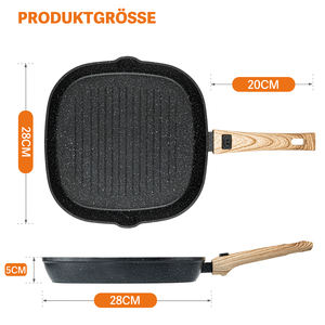 Poêle à griller ronde en acier inoxydable de 28 cm, fond en céramique, poignée amovible, distribution de chaleur, sans PFOA, facile à nettoyer, steak, barbecue en plein air - Product Image 6