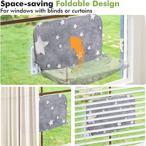 Cama Hamaca Plegable Inalámbrica para Mascotas <span class=keywords><strong>Wowo</strong></span> que Brilla en la Oscuridad, Diseño de Estrellas, Percha Resistente para Gatos para Ventana con Marco Metálico Robusto - Product Image 5