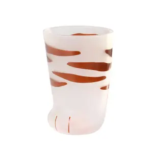 300Ml Hot Creative Novelty Leuke Kat Claw Paw Foot Print Frosted Kids Melk Glas Drinkbekers Persoonlijkheid Ontbijt Mok