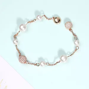 High-end pearl bracelet invisible magnetic buckle rose gold bracelet trendy crystal beaded bracelet woman gift wholesale