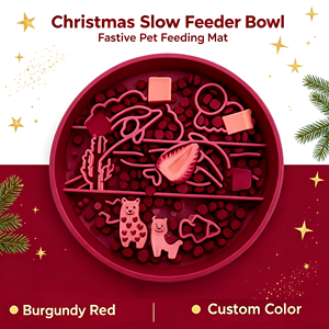 Weihnachtsfarben Haustier-Fressnapf mit Langsam-Fütterungsfunktion, Saugnapf-Leckmatte für Hunde und Katzen, Cartoon-Leckmatte, Lecknapf - Product Image 2