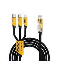 240W 3-in-2 Geflochtenes Nylon USB-Schnellladekabel USB-A auf Typ C USB-A auf Micro 3.0 Datenkabel 3-in-1 Flaches Datenkabel
