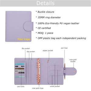 Yihe nueva espiral A5 35MM anillo de oro rosa en relieve Saffiano Epi cuero presupuesto carpeta planificador/cuaderno/cubierta de Ringbook - Product Image 5