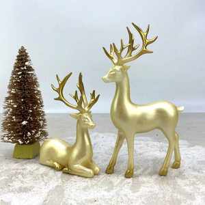 2pcs Black Reindeer Figurines Thanksgiving Gifts Resin Deer