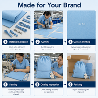 Sac de sport en nylon texturé bleu clair réutilisable et écologique avec logo personnalisé pour le rangement de cadeaux