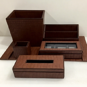 Ensemble de 6 boîtes à mouchoirs en similicuir pour entreprise, porte-serviettes carré, organisateur portable, boîte de rangement pour la maison et le bureau - Product Image 1