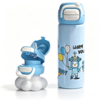 Bouteille d'eau intelligente de 500 ml avec affichage LED de la température et paille, thermos isotherme en acier inoxydable 316 pour le bureau et les voyages