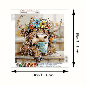 Kit Fai-da-Te 30*30CM Decorazione Murale con Fiori e <span class=keywords><strong>Yak</strong></span>, Pittura Diamante con Cristalli a Forma Speciale per Decorazione Casa - Product Image 2