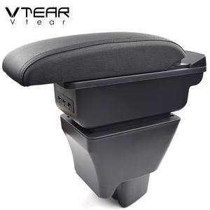 Vtear per <span class=keywords><strong>Tata</strong></span> Tigor Bracciolo in Pelle con Interfaccia USB, Vano Portaoggetti con Cuciture Rosse, Accessorio Interno <span class=keywords><strong>Auto</strong></span> in ABS - Product Image 2