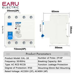 2/4P 10/30/100/300mA mini nhựa RCCB RCD <span class=keywords><strong>ELCB</strong></span> điện từ dư hiện tại ngắt mạch khác biệt ngắt EAL-18-AC - Product Image 3