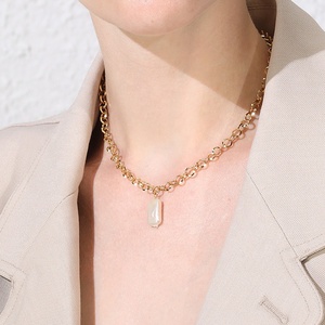 Mode Boho Conque Chaîne Collier Femmes Or Couleur Déclaration De Nacre Naturelle Colliers Bijoux En Acier Inoxydable P193025 - Product Image 3