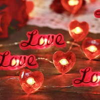 Décoration d'intérieur 20 LED 30 LED lumière plastique rouge amour coeur batterie romantique saint valentin fil de cuivre maison décorative guirlandes lumineuses