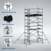 Tour d'échafaudage en aluminium sur mesure OEM, tour d'échafaudage mobile portable avec roulettes pour l'accès aux travaux en extérieur