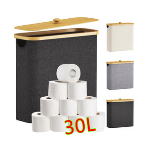 <span class=keywords><strong>Cesta</strong></span> de almacenamiento de papel higiénico de <span class=keywords><strong>30</strong></span> L con tapa, soporte de papel higiénico de pie para rollos de 12 Mega, organizador de estante de baño - Product Image 1