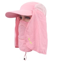 Chapeaux de soleil extérieurs de protection UV Couples chapeau de seau de pêche de seau de ficelle légère avec la couverture de visage et de cou pour les hommes