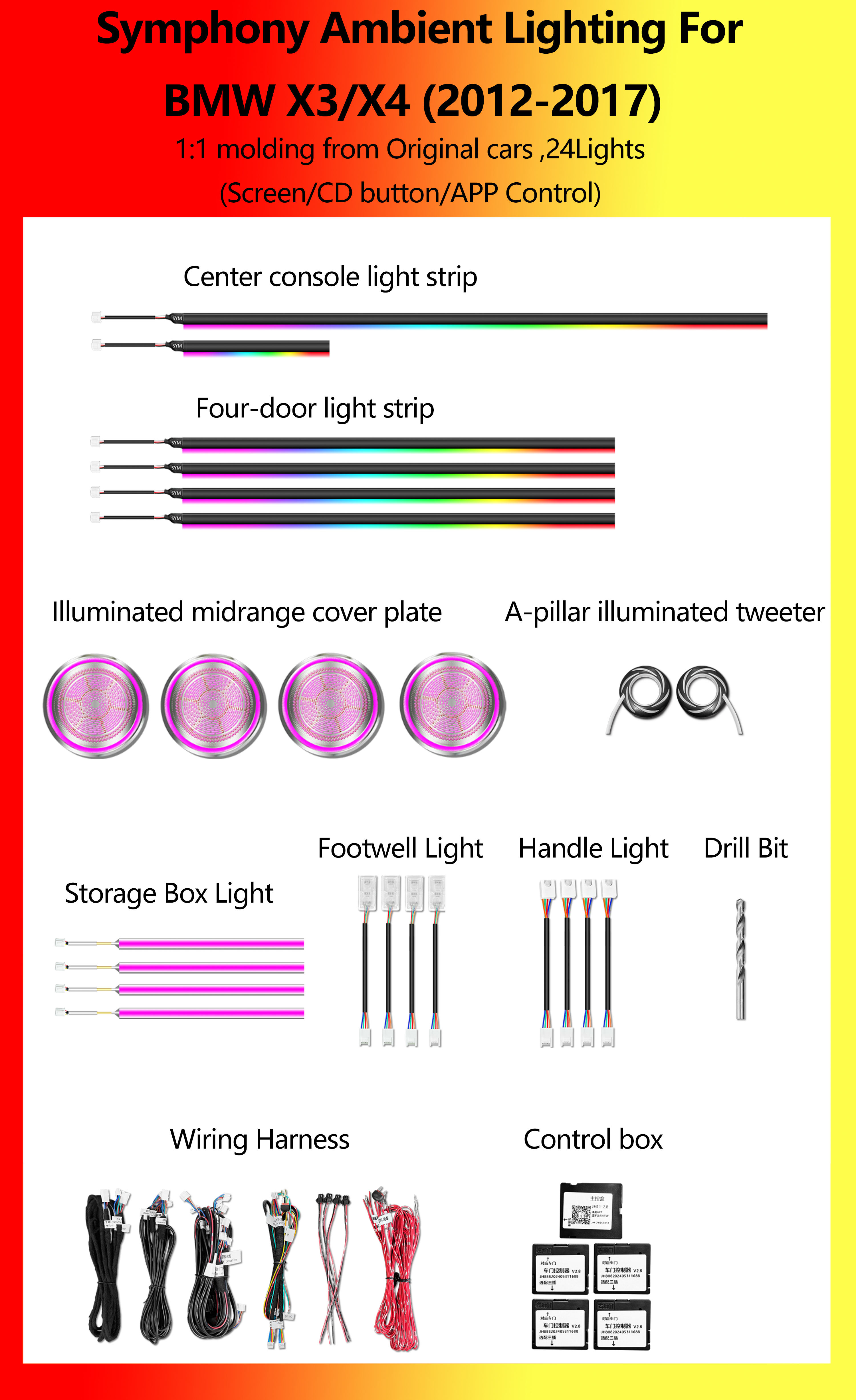 BMW X3/X4 Symphonie 24 Lumières